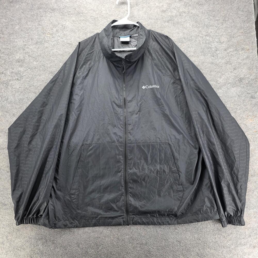 Columbia Jacket Mens 2XL Black Windbreaker Full Zip Pockets Lightweight